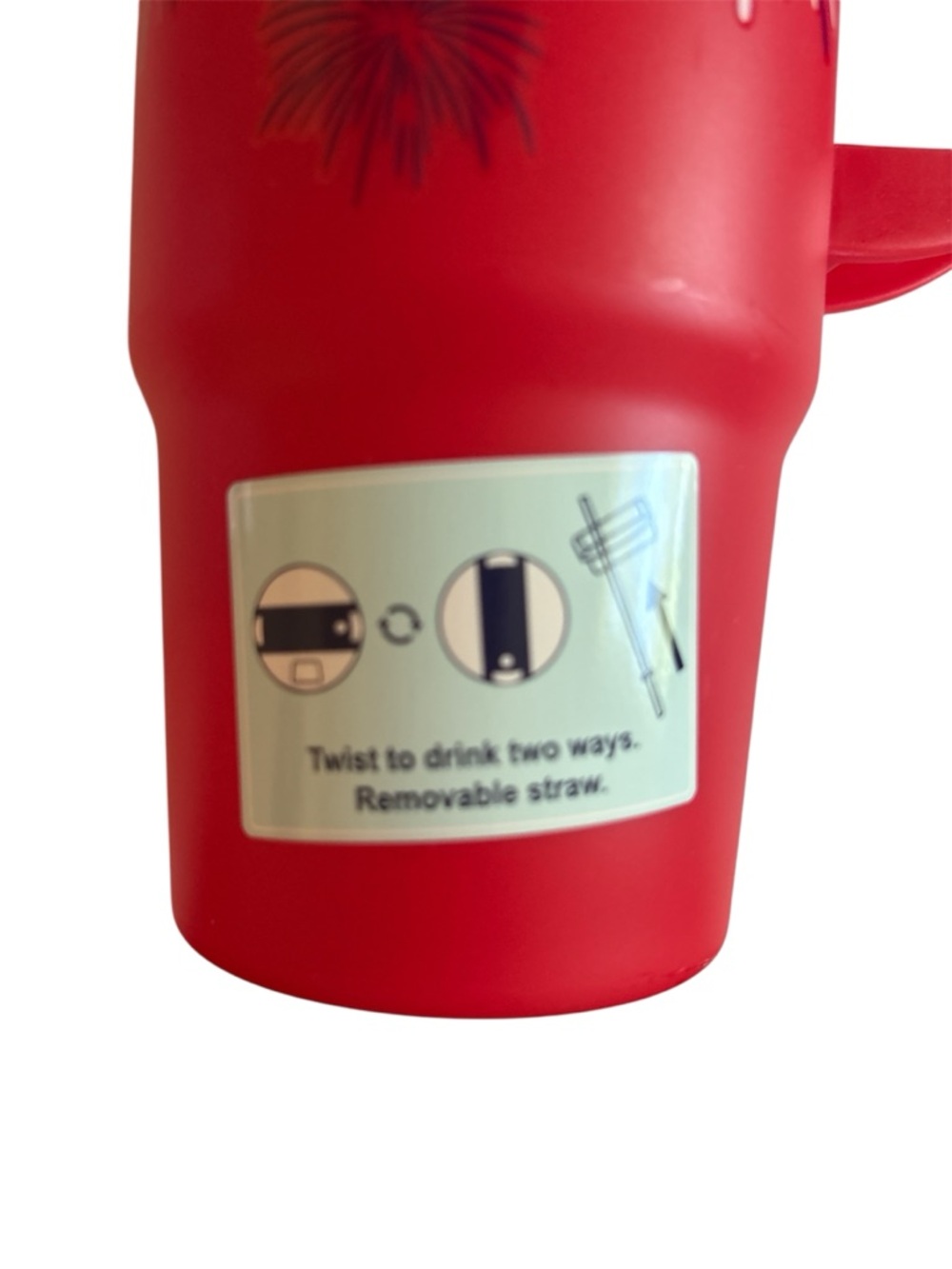 Red Fireworks Travel Tumbler with Handle and Straw - NWT - Picture 6 of 6